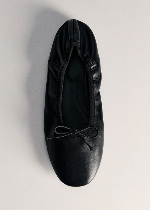 Mango Shoes - MNG BY MANGO Leather Ballet Flats With Bow Black womens EU 37 US 6.5-7 NEW